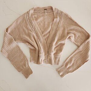 Free People Sz S Moon River Cardigan Sweater Soft Pink Boho Fairy cottage Womens